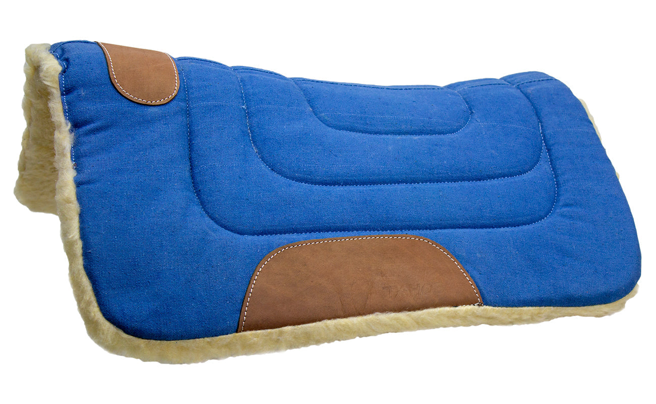 Pony Contour Cut Canvas Western Saddle Pad with Fleece Lining by Tahoe Tack - Size 23" X 23"