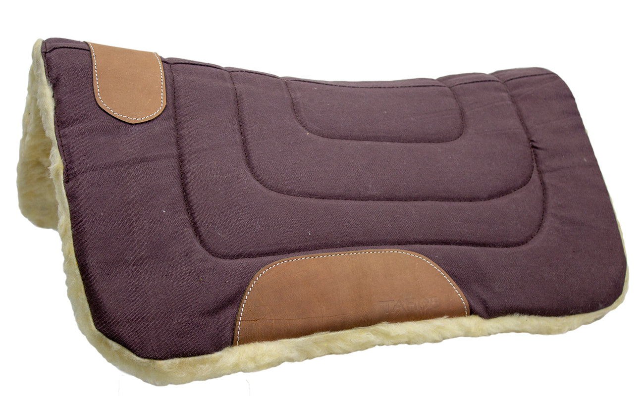 Mini Contour Cut Canvas Western Saddle Pad with Fleece Lining by Tahoe Tack - Size 19" X 19"