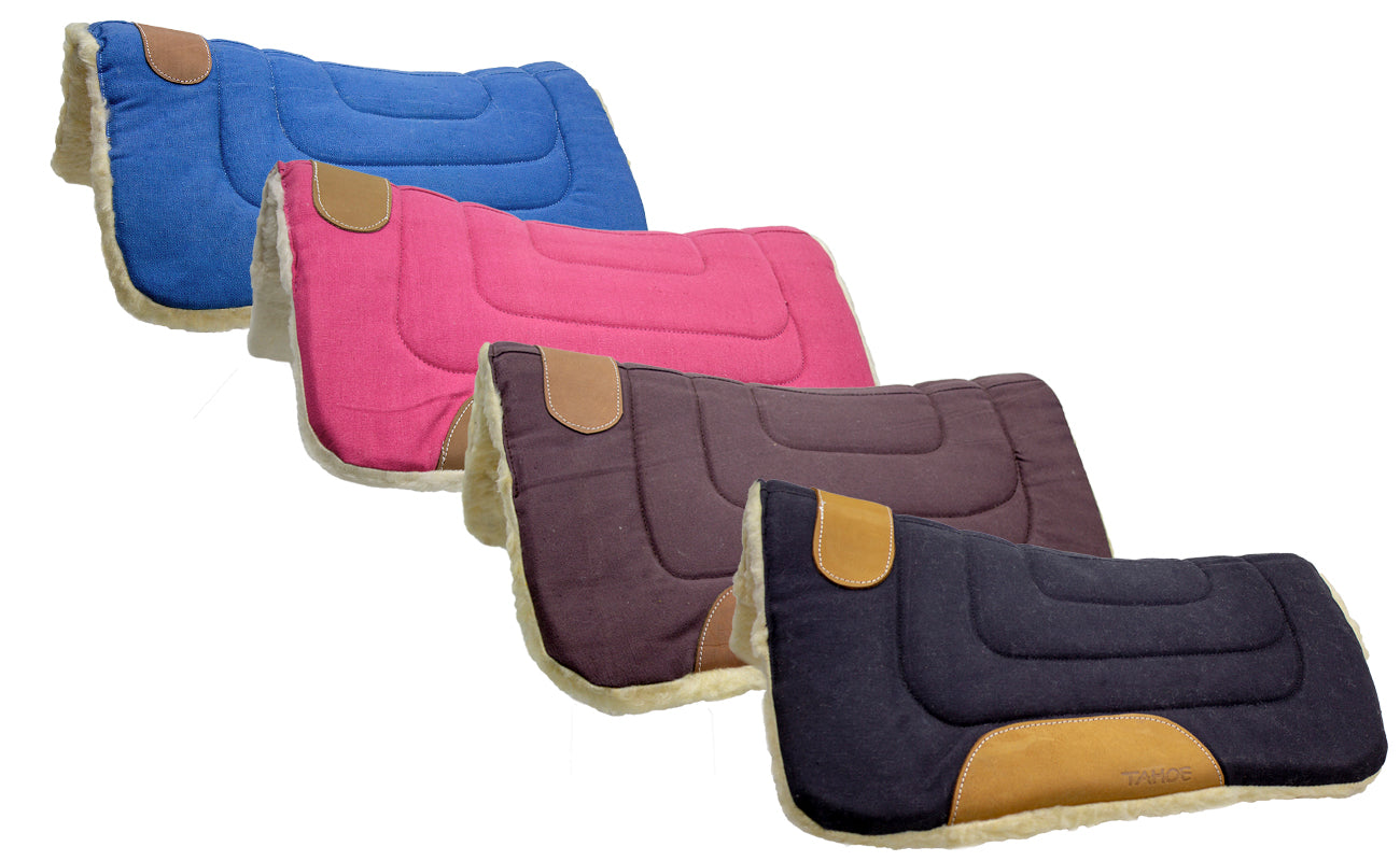 Pony Contour Cut Canvas Western Saddle Pad with Fleece Lining by Tahoe Tack - Size 23" X 23"