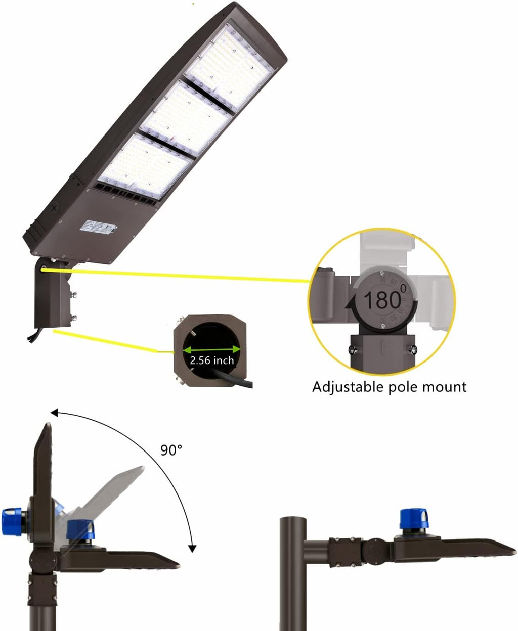 450W Dimmable LED Parking Lot Light Hard Wire 5000K Daylight 63000LM 140lm/w, Outdoor LED Shoebox Lights, UL/DLC Commercial Lighting Fixture