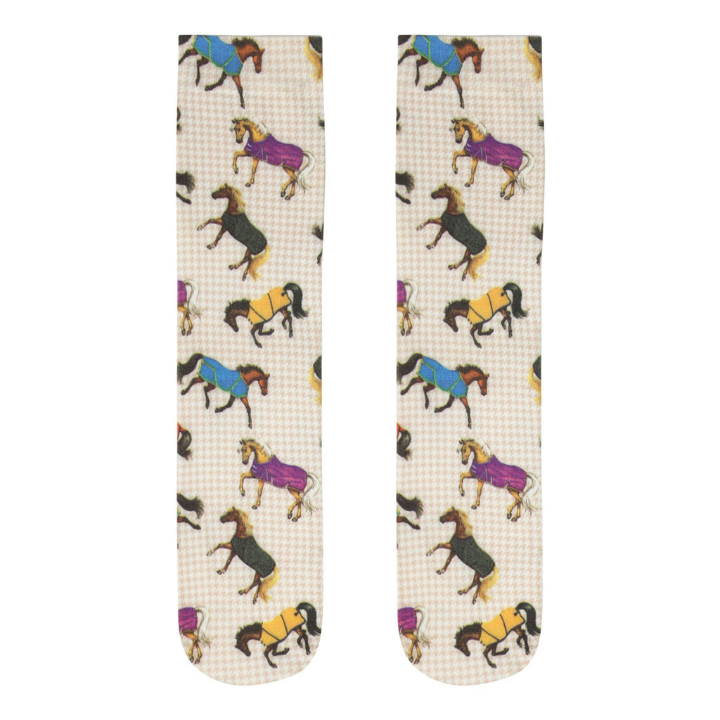 AWST Int'l Lila Horses in Blankets Equestrian Boot Socks Ladies