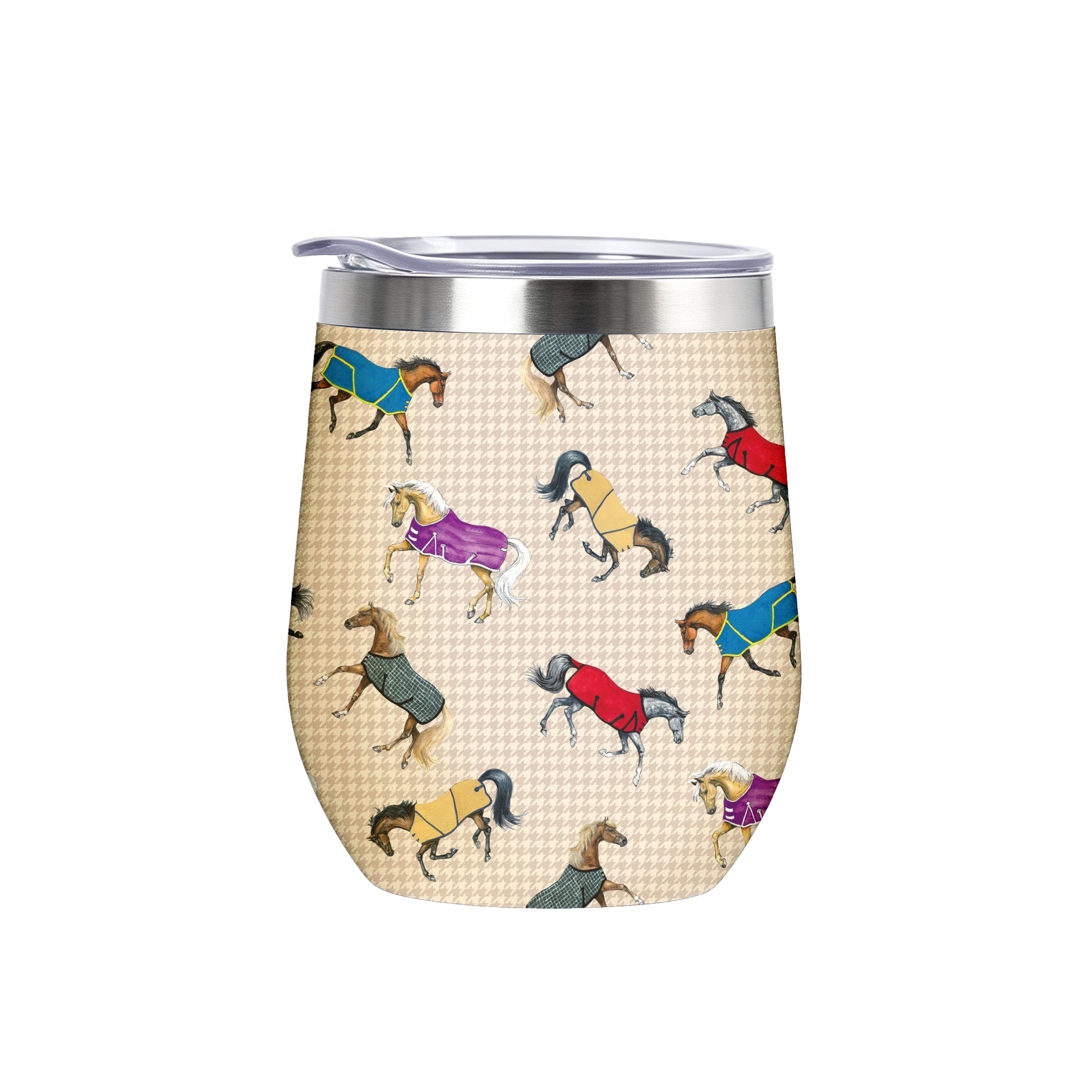 Awst Int'l Lila Horses in Blankets 12 oz. Wine Tumbler