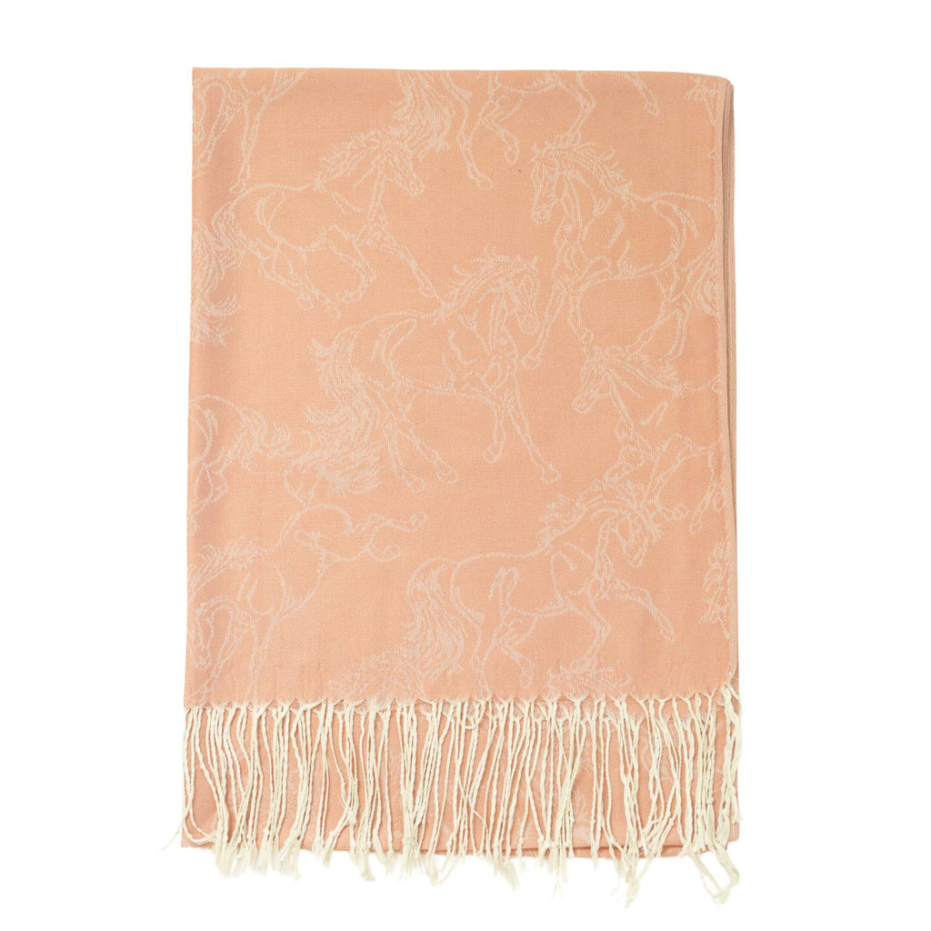 AWST Int'l Lila Linear Horses Pashmina Scarf