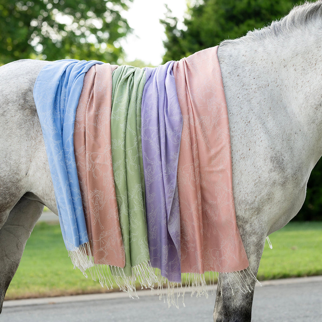 AWST Int'l Lila Linear Horses Pashmina Scarf