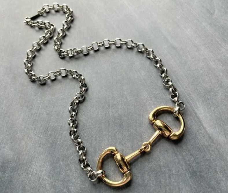 Awst Int'l Two-tone Chunky Snaffle Bit Necklace