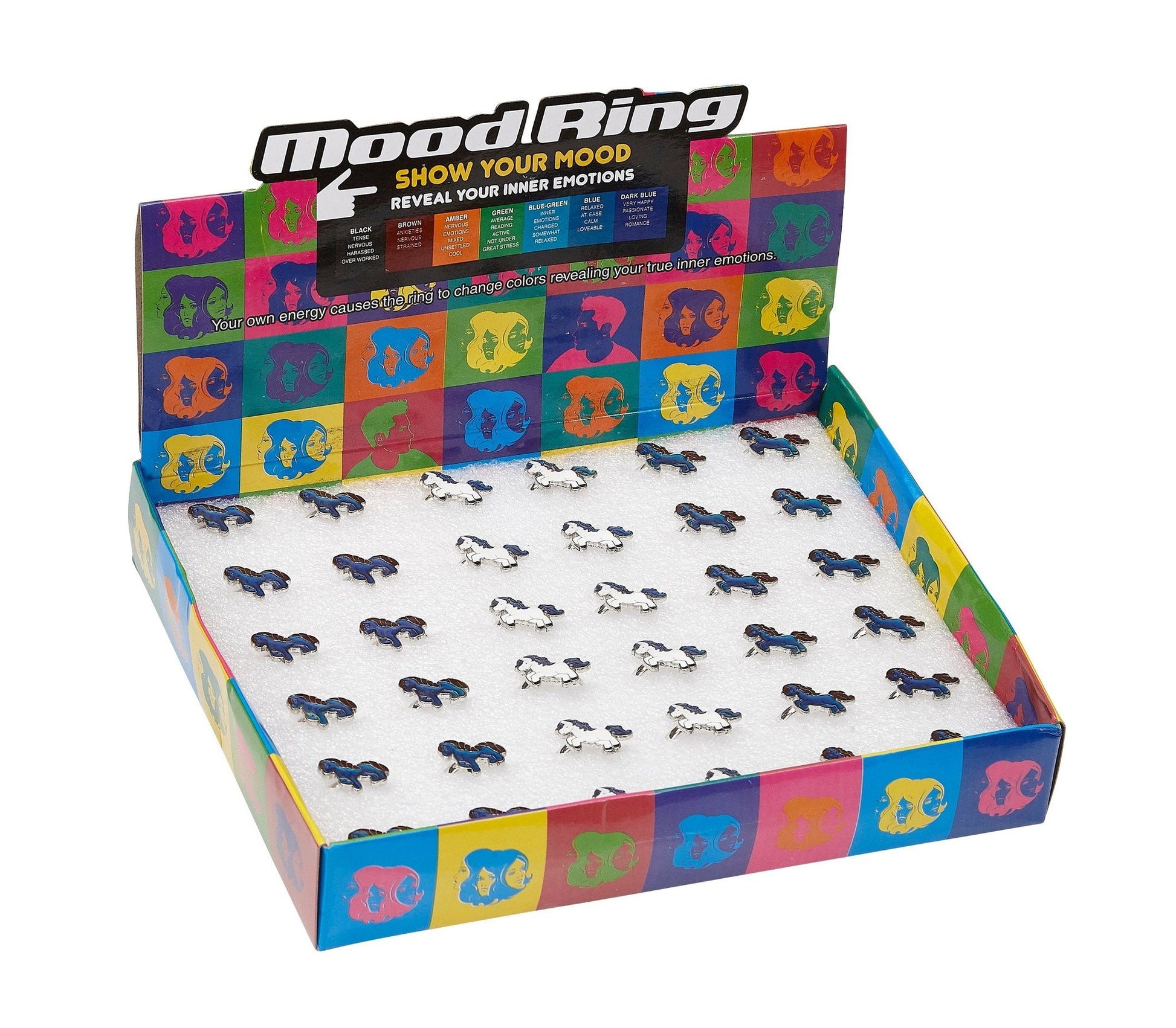 AWST Int'l Colorful Horses Mood Ring Display
