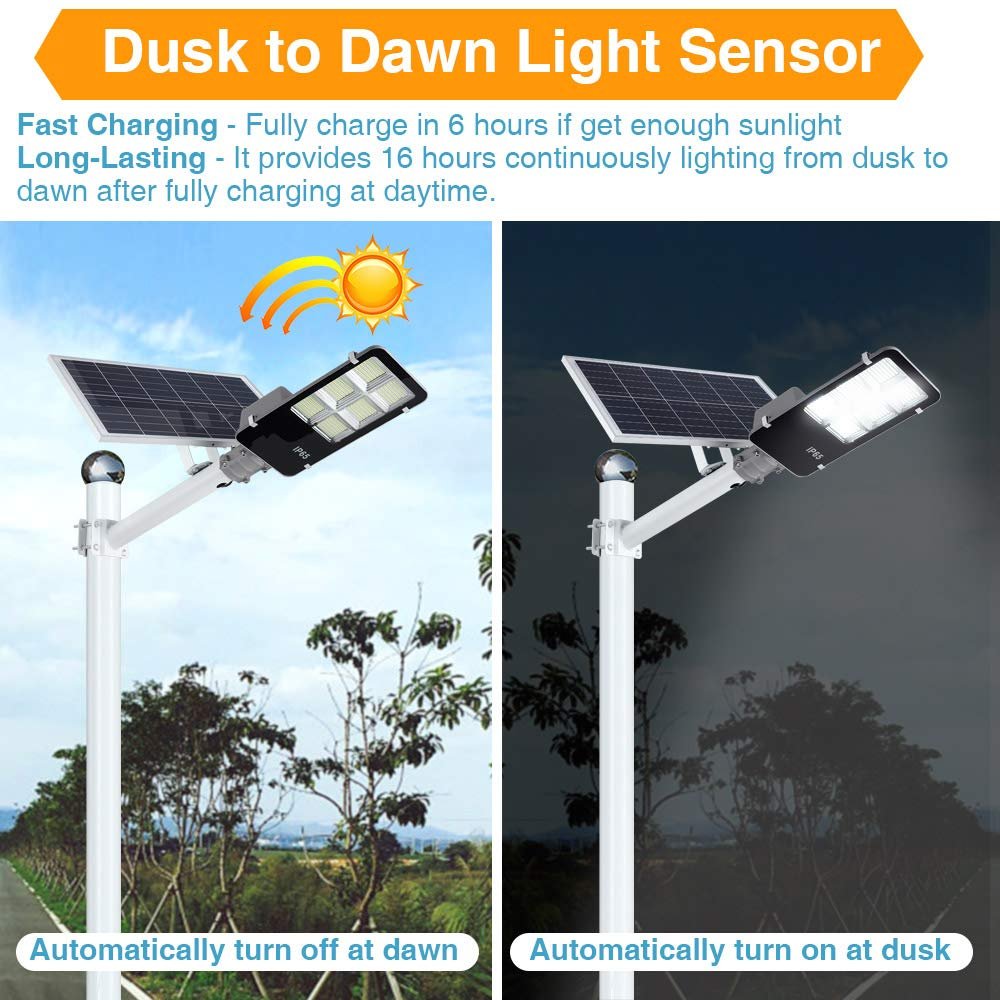6400W Solar Street Light – 150,000 Lumens Commercial LED Parking Lot Light with Motion Sensor & Remote