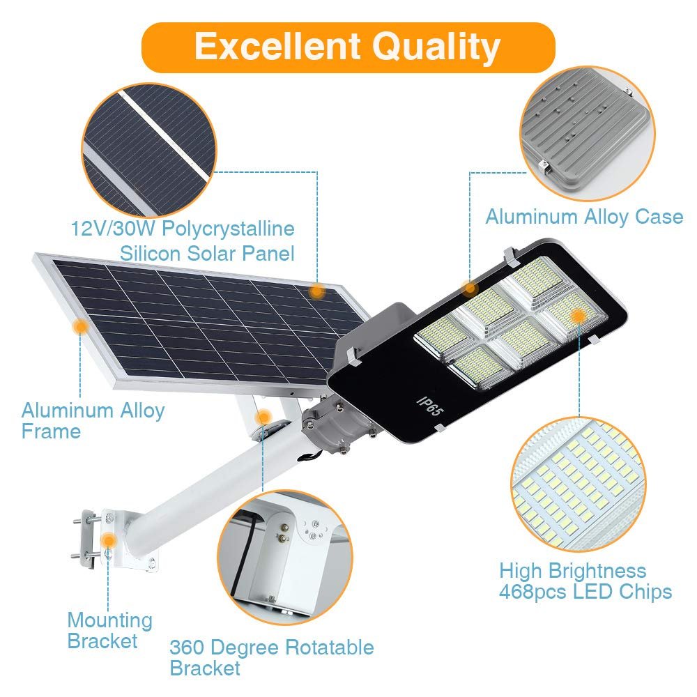 6400W Solar Street Light – 150,000 Lumens Commercial LED Parking Lot Light with Motion Sensor & Remote
