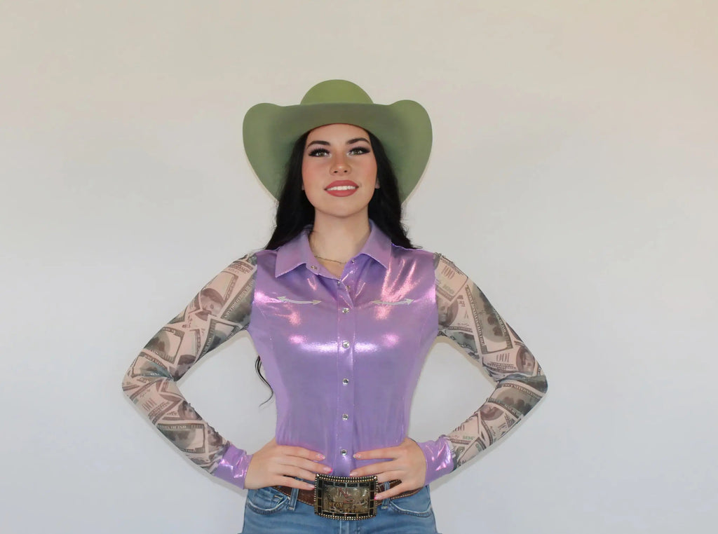 All In Mesh Sleeve Pearl Snap Rodeo Shirt