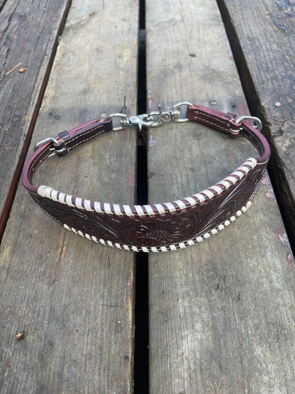 Dark brown wither strap with buck stitch