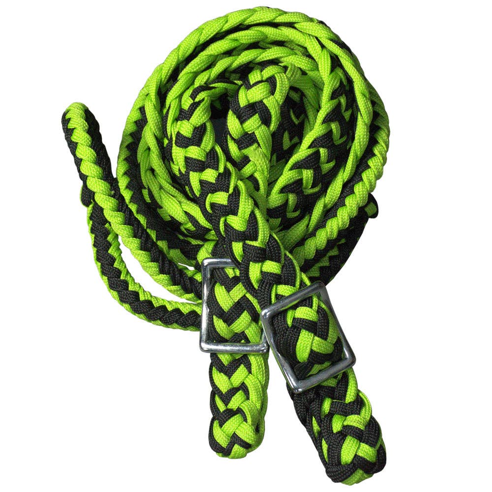 1" 8Ft Braided Poly Barrel Rein Horse Racing Flat Grip Knots