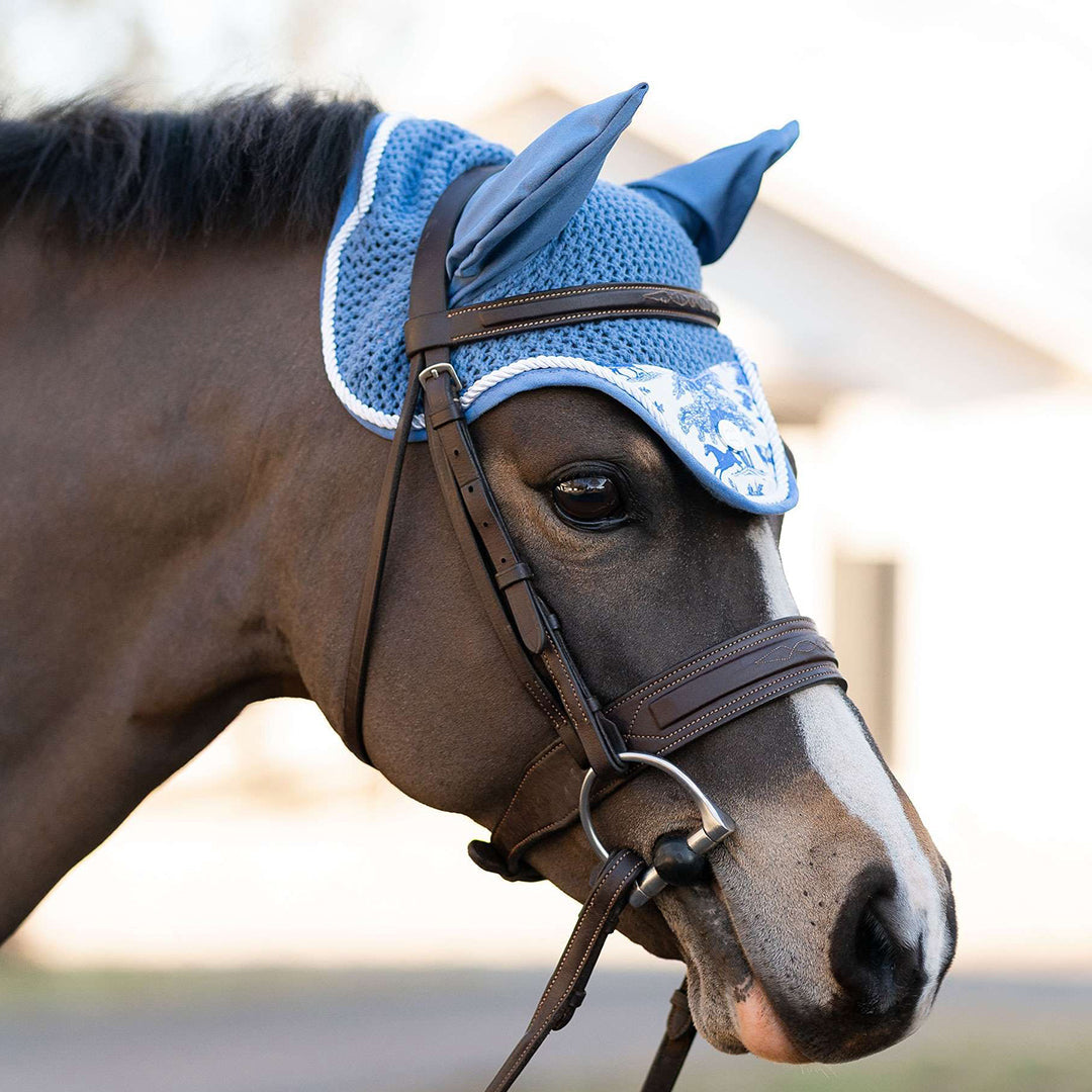 Dapplebay Equestrian Toile Fly Veil-Blue/White