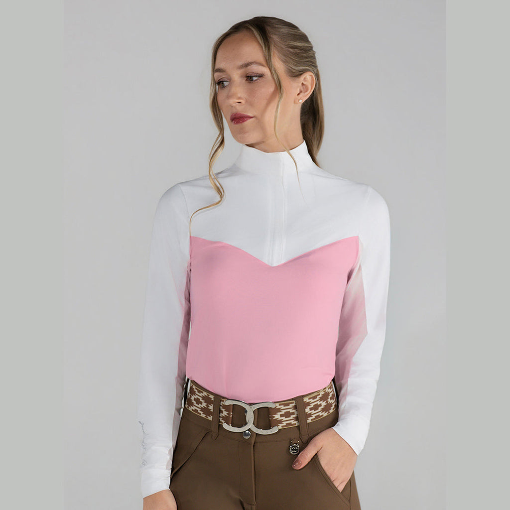 Dapplebay Lady 1/4 Zip LS Show Top-Ballet Pink