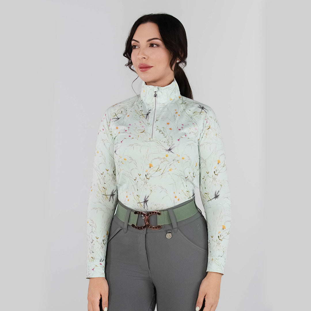 Dapplebay Dragonfly Meadow 1/4 Zip Riding Top - Long Sleeve