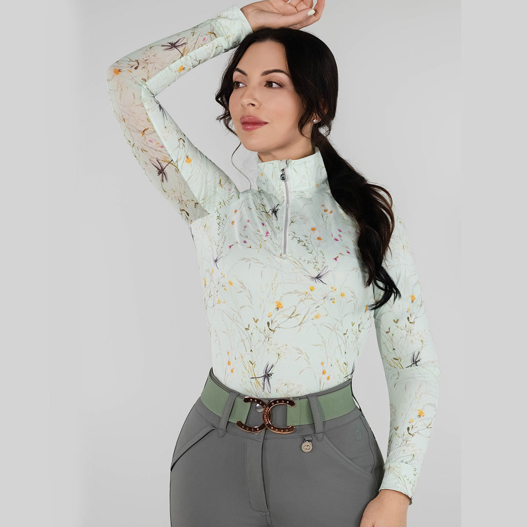 Dapplebay Dragonfly Meadow 1/4 Zip Riding Top - Long Sleeve