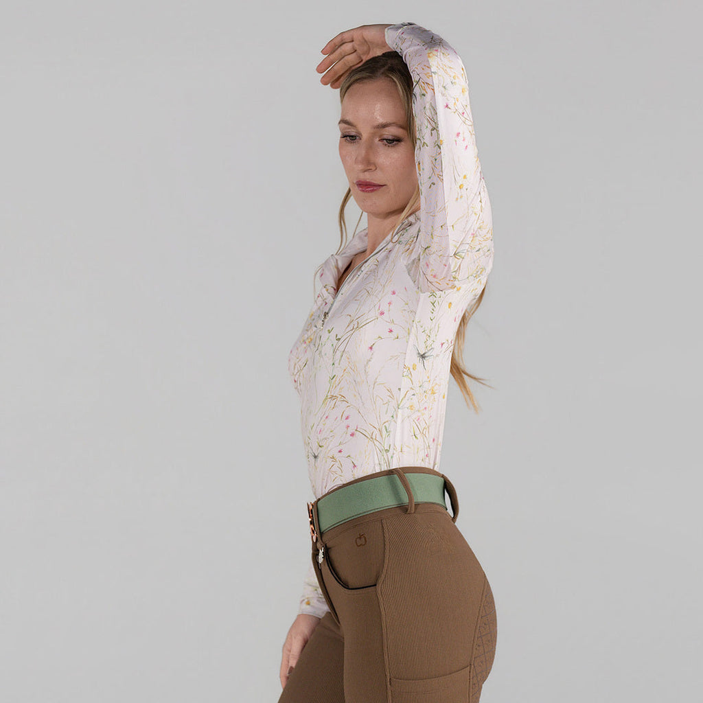Dapplebay Dragonfly Meadow 1/4 Zip LS Riding Top-Light Pink