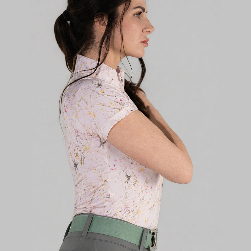 Dapplebay Dragonfly Meadow 1/4 Zip SS Riding Top-Light Pink