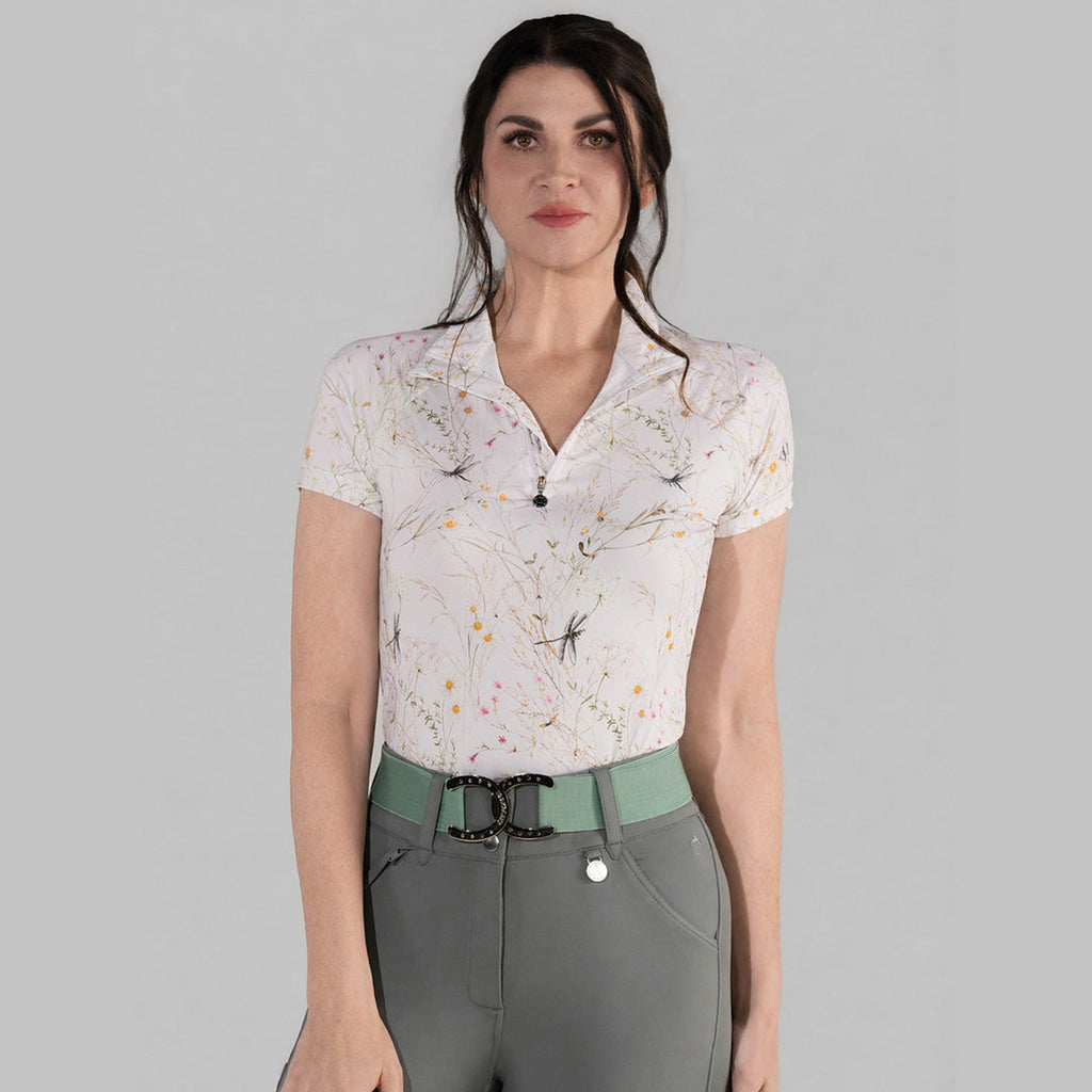 Dapplebay Dragonfly Meadow 1/4 Zip SS Riding Top-Light Pink
