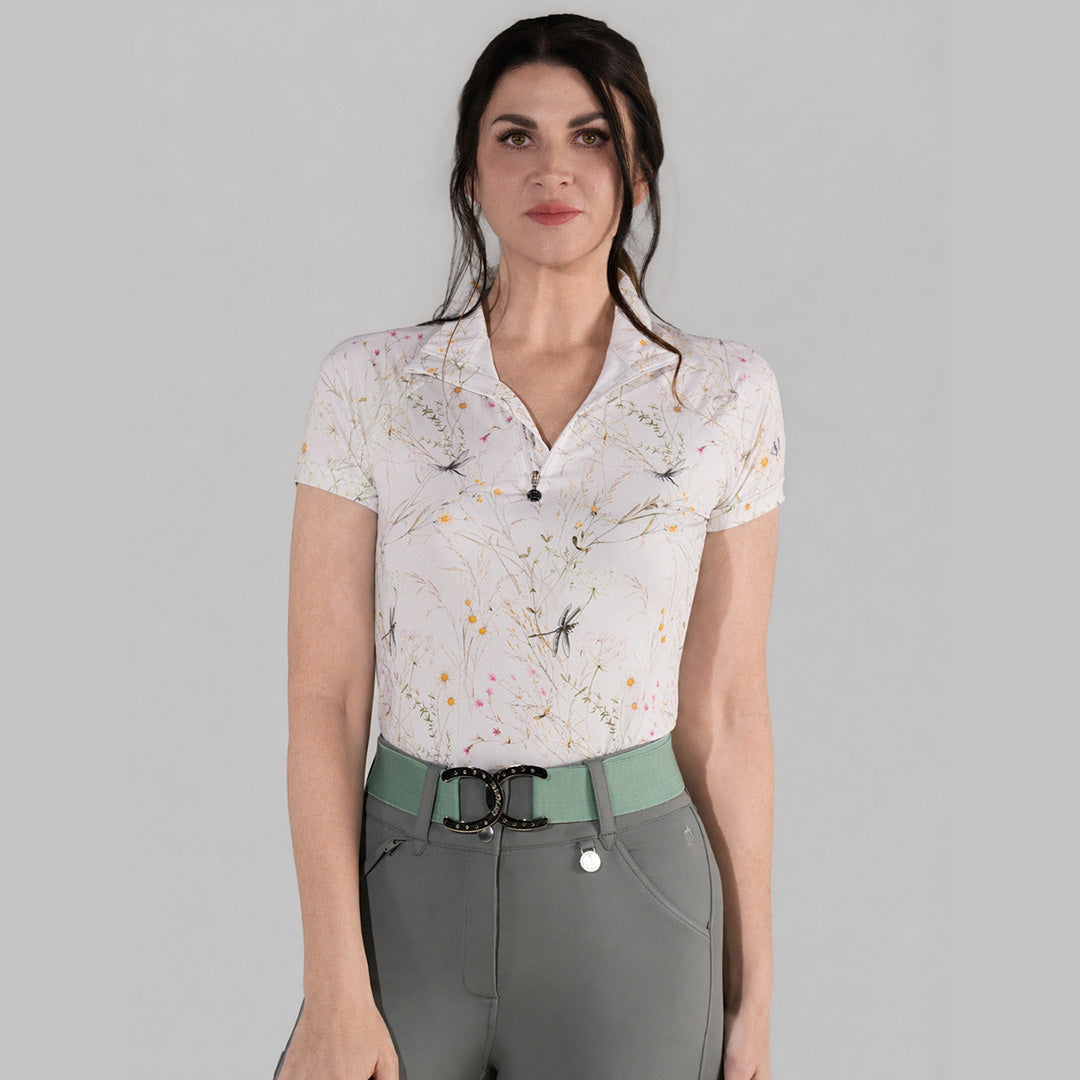 Dapplebay Dragonfly Meadow 1/4 Zip SS Riding Top-Light Pink