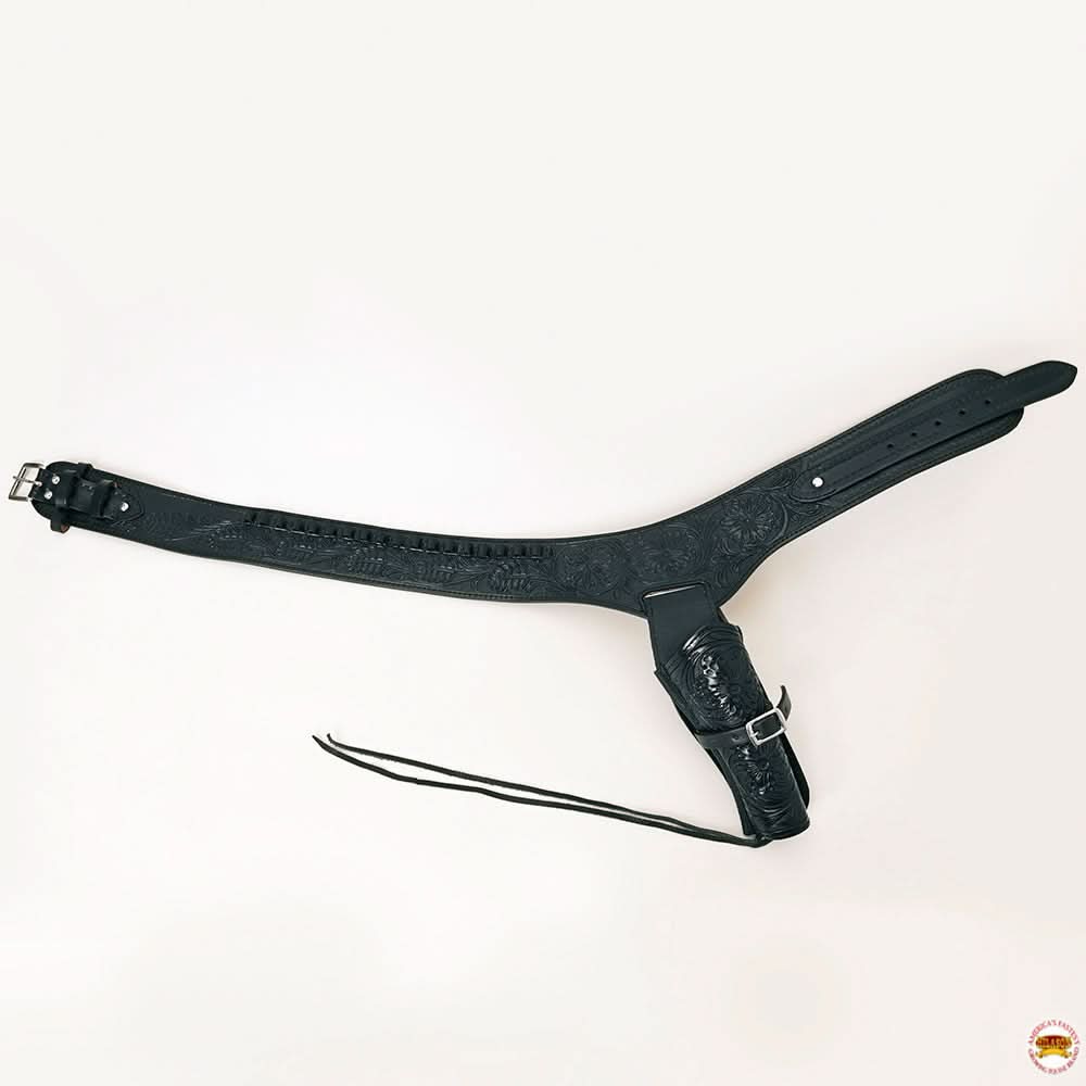 Hilason Western Right Hand Gun Holster Rig 44/45 Caliber Leather Cowboy