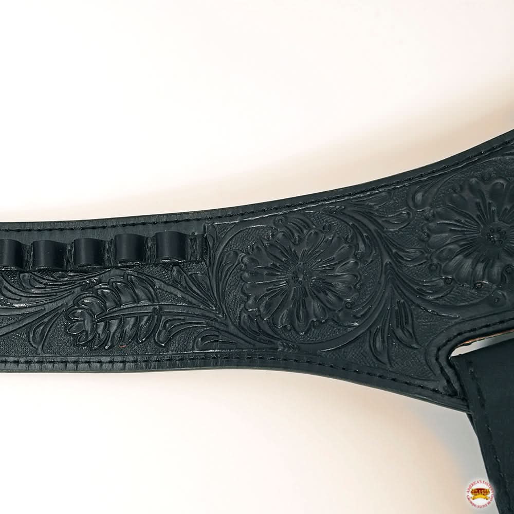 Hilason Western Right Hand Gun Holster Rig 44/45 Caliber Leather Cowboy