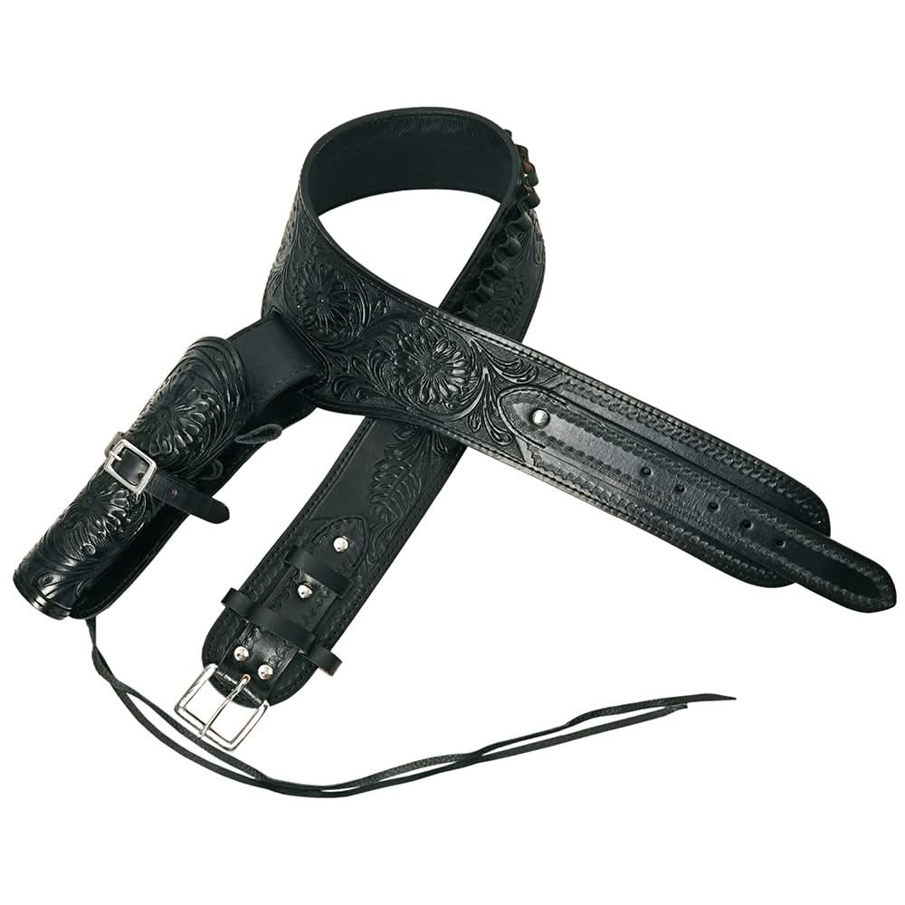 Hilason Western Right Hand Gun Holster Rig 44/45 Caliber Leather Cowboy