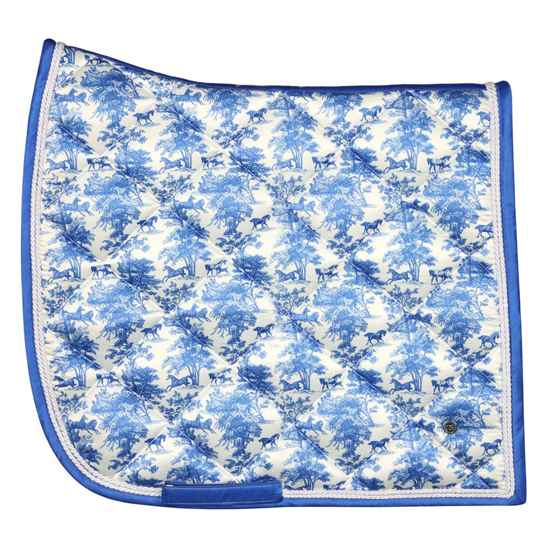 Dapplebay Equestrian Toile Dressage Saddle Pad-Blue/White