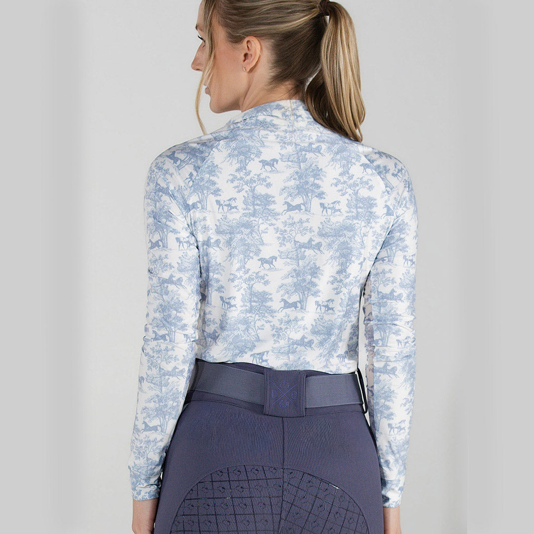 Dapplebay Equestrian Toile 1/4 Zip LS Riding Top-Moonrise