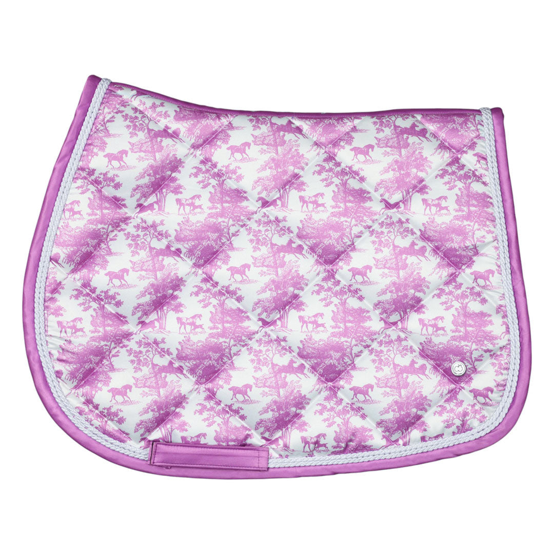 Dapplebay Equestrian Toile Jump Saddle Pad-Rose/White