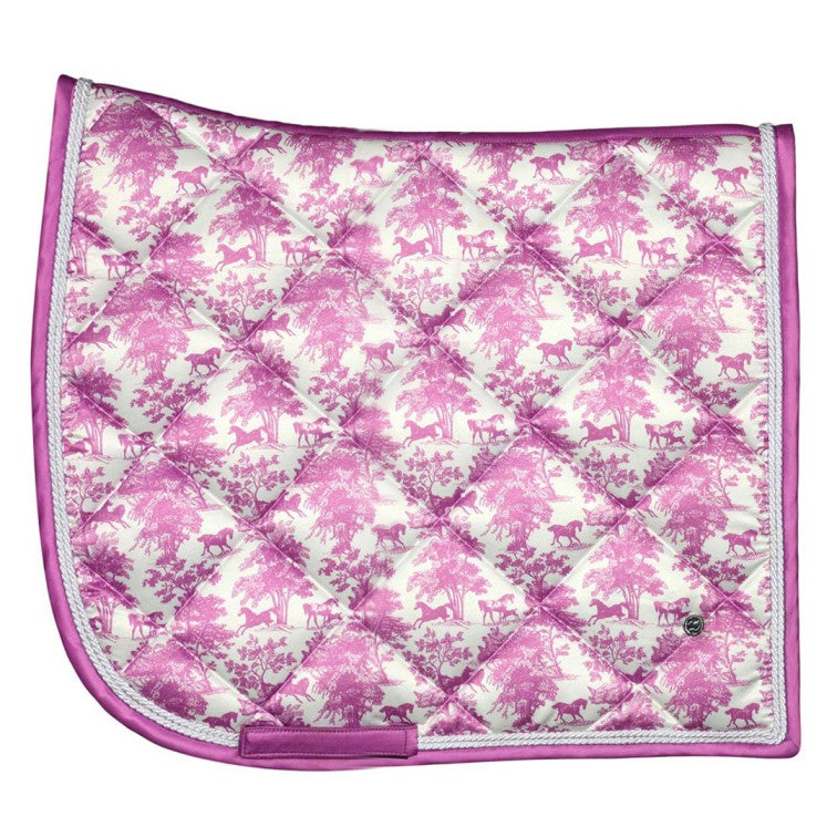 Dapplebay Equestrian Toile Dressage Saddle Pad-Rose/White