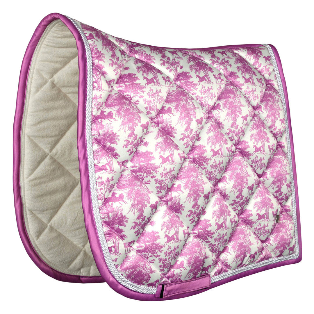 Dapplebay Equestrian Toile Dressage Saddle Pad-Rose/White