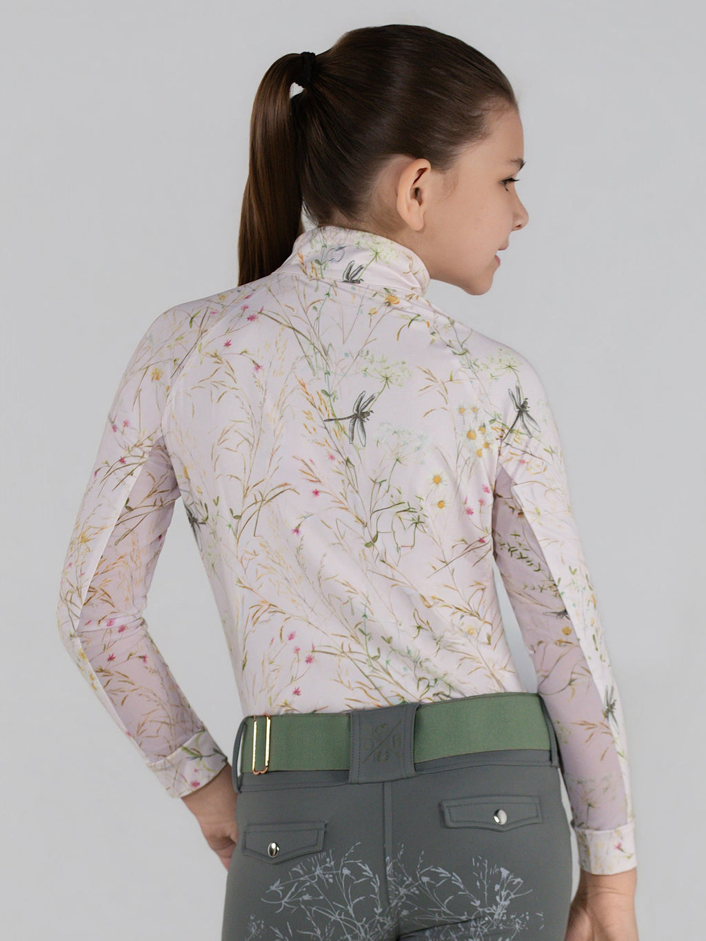 Dapplebay Kids Dragonfly Meadow 1/4 Zip LS Riding Top-Light Pink