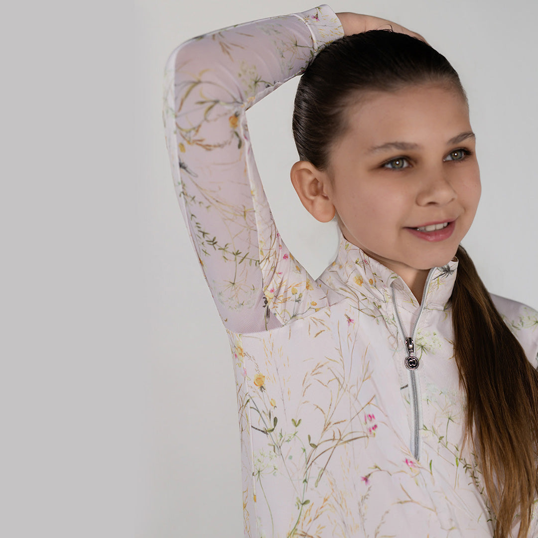 Dapplebay Kids Dragonfly Meadow 1/4 Zip LS Riding Top-Light Pink