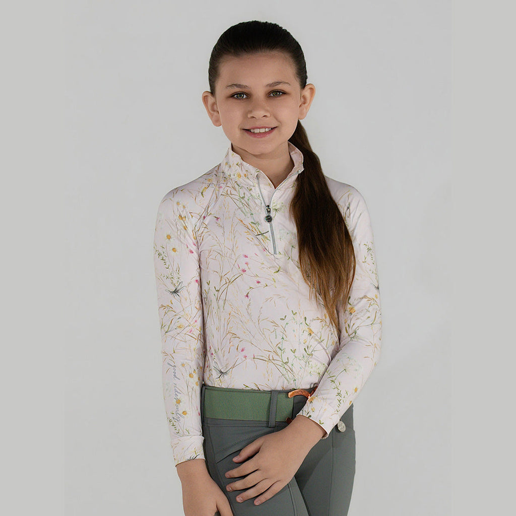 Dapplebay Kids Dragonfly Meadow 1/4 Zip LS Riding Top-Light Pink