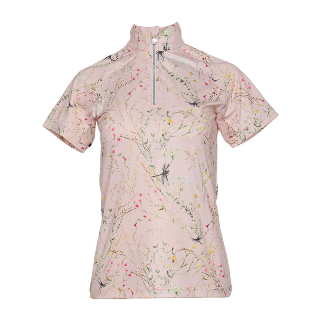 Dapplebay Kids Dragonfly Meadow 1/4 Zip SS Riding Top-Light Pink