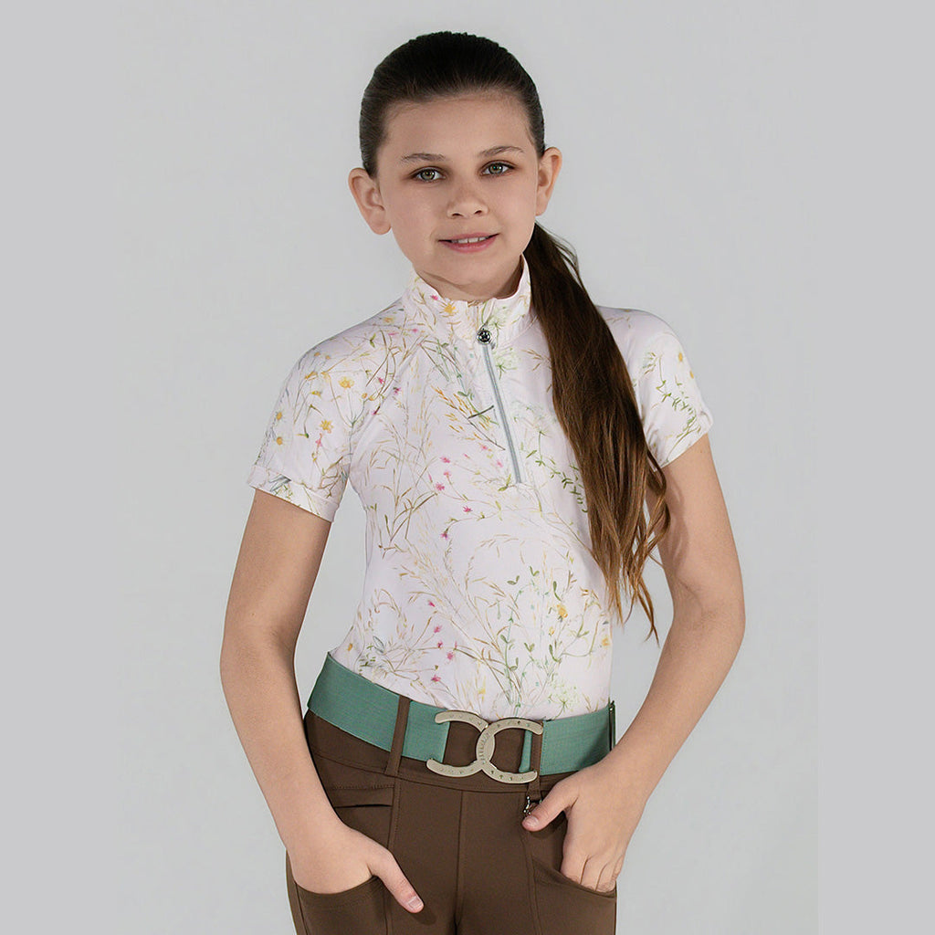 Dapplebay Kids Dragonfly Meadow 1/4 Zip SS Riding Top-Light Pink