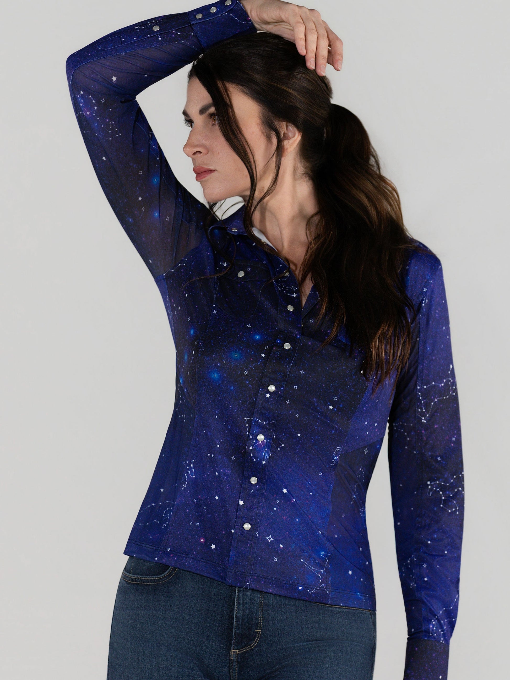 Dapplebay Constellation Western Shirt-Navy/Multi