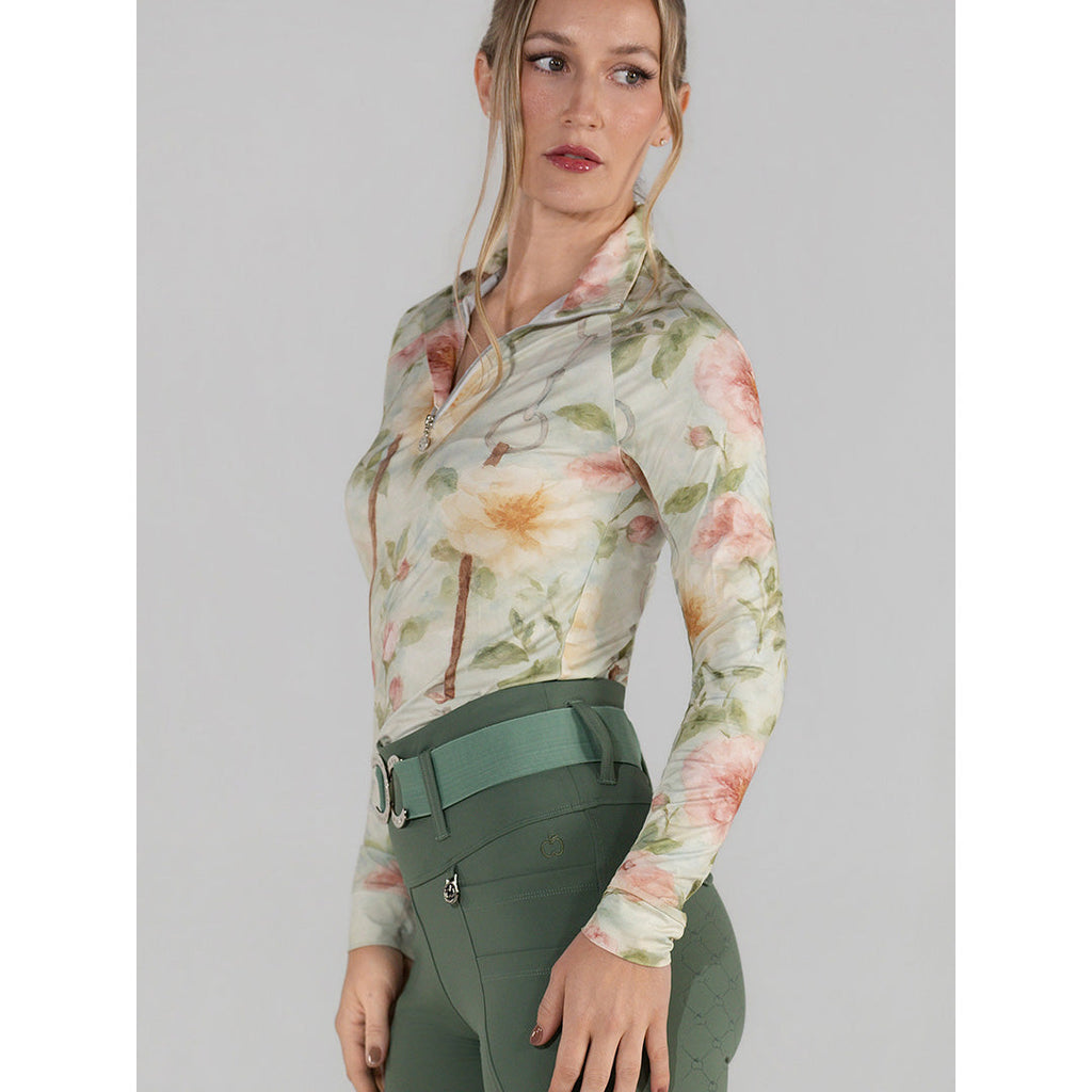 Dapplebay Vintage Floral 1/4 Zip LS Riding Top