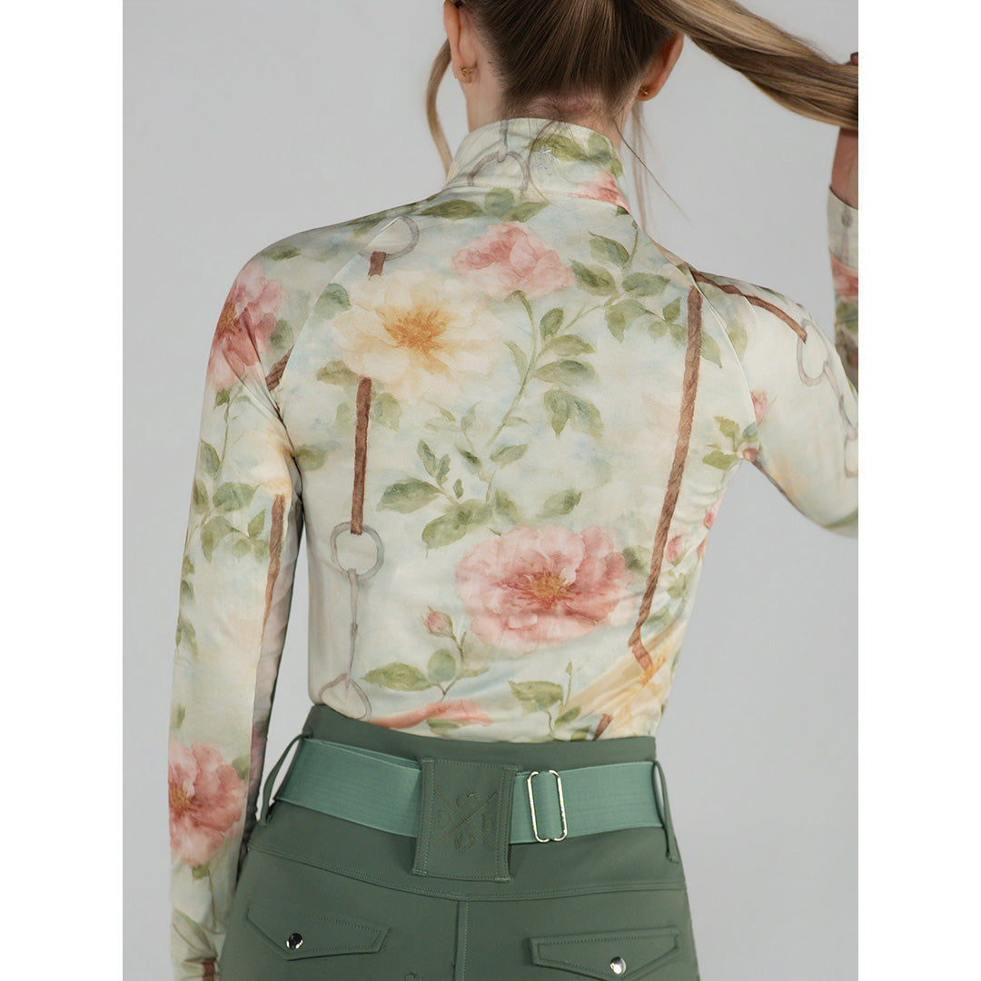Dapplebay Vintage Floral 1/4 Zip LS Riding Top