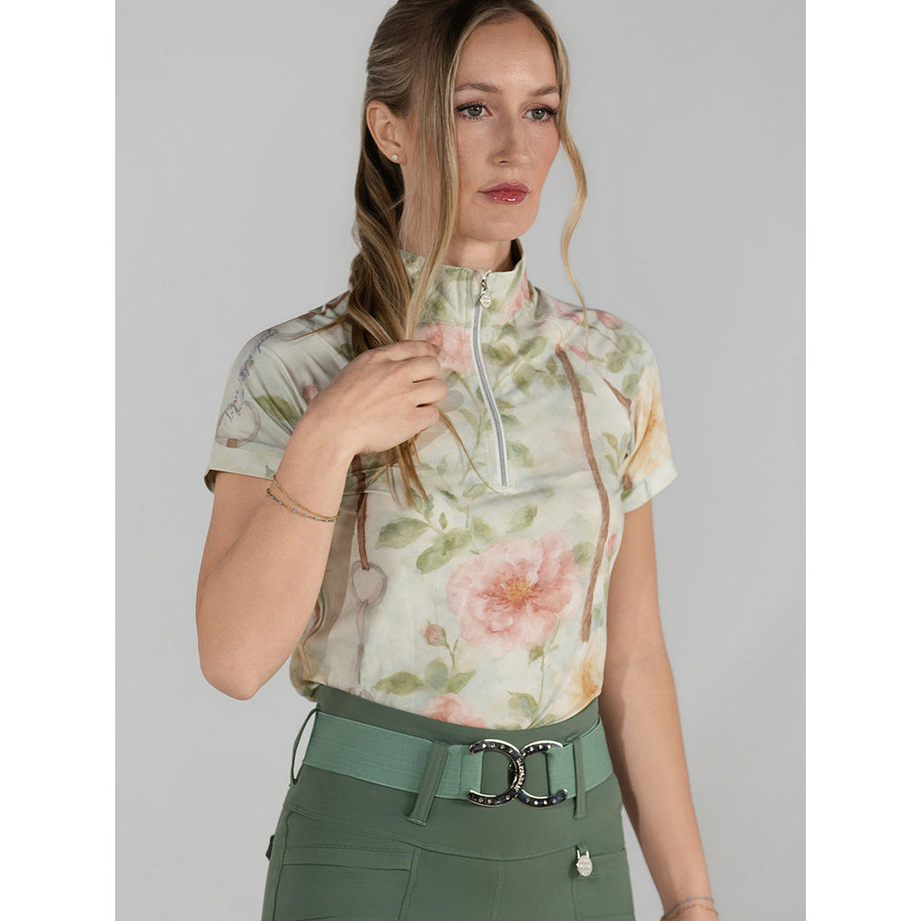 Dapplebay Vintage Floral 1/4 Zip SS Riding Top