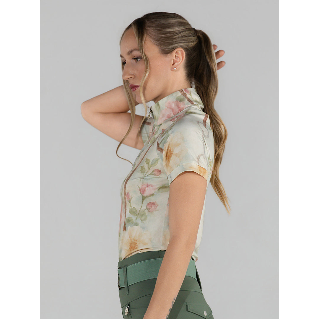 Dapplebay Vintage Floral 1/4 Zip SS Riding Top
