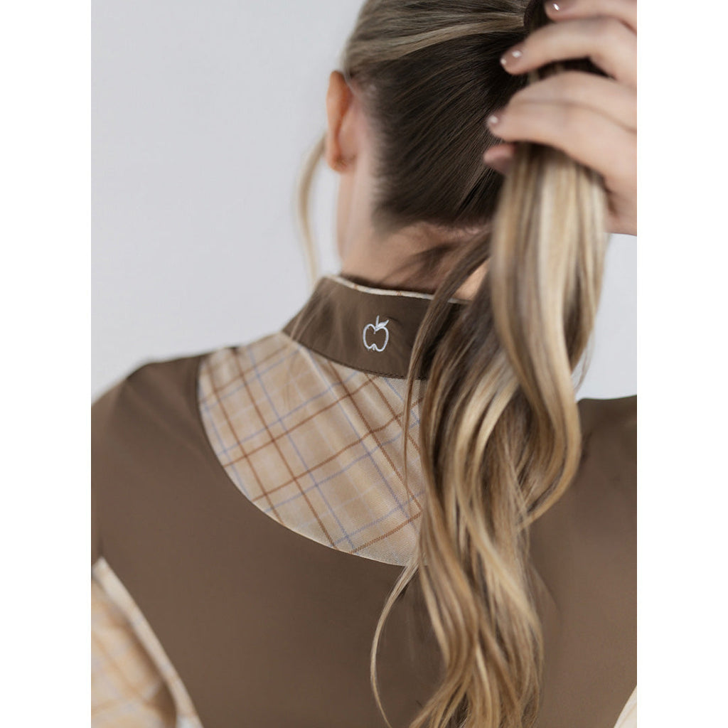 Dapplebay Grace 1/4 Zip LS Riding Top-Chestnut/Spring Plaid