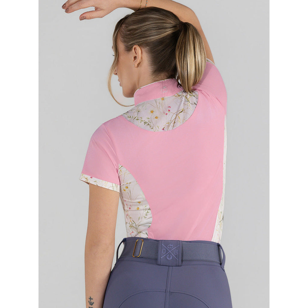 Dapplebay Grace 1/4 Zip SS Riding Top-Light Pink/Dragonfly Meadow