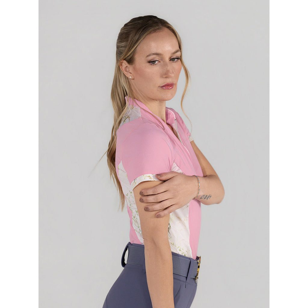 Dapplebay Grace 1/4 Zip SS Riding Top-Light Pink/Dragonfly Meadow