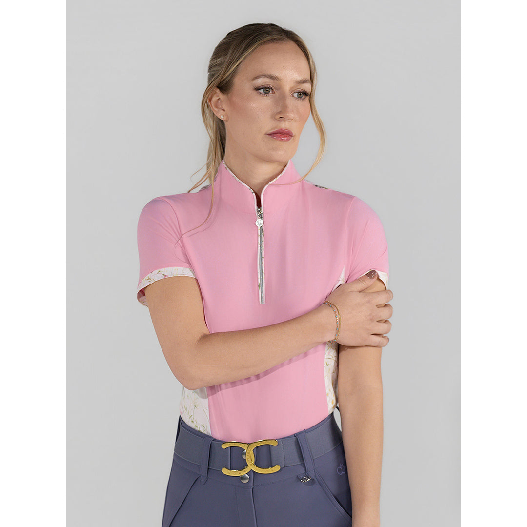 Dapplebay Grace 1/4 Zip SS Riding Top-Light Pink/Dragonfly Meadow