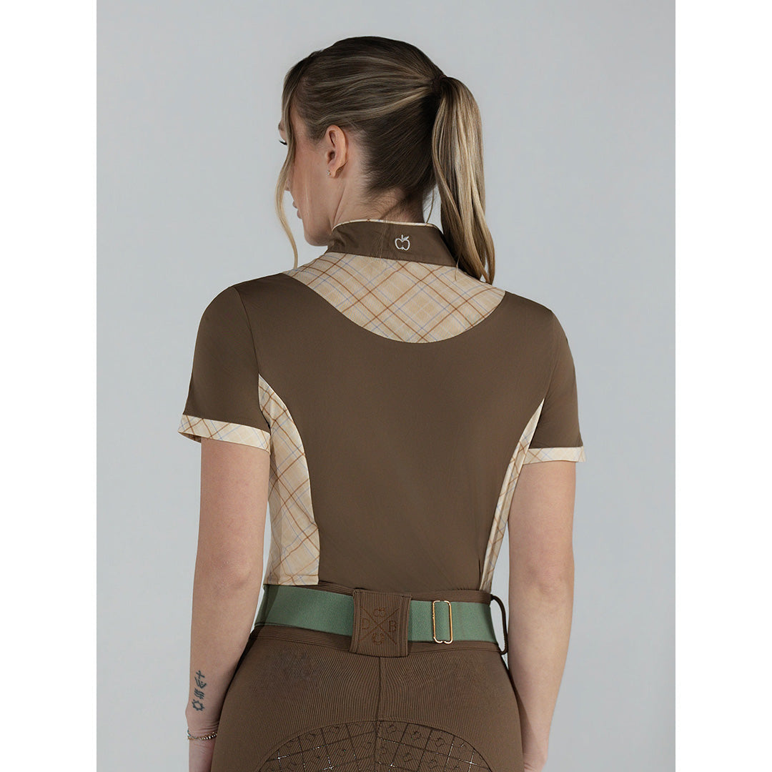Dapplebay Grace 1/4 Zip SS Riding Top-Chestnut/Spring Plaid