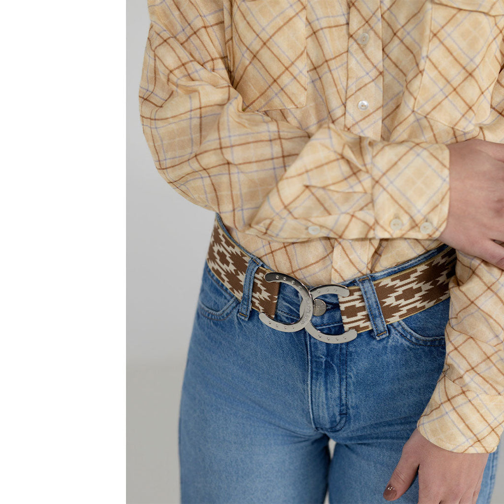 Dapplebay Spring Plaid Breezy Button Up Top-Tan