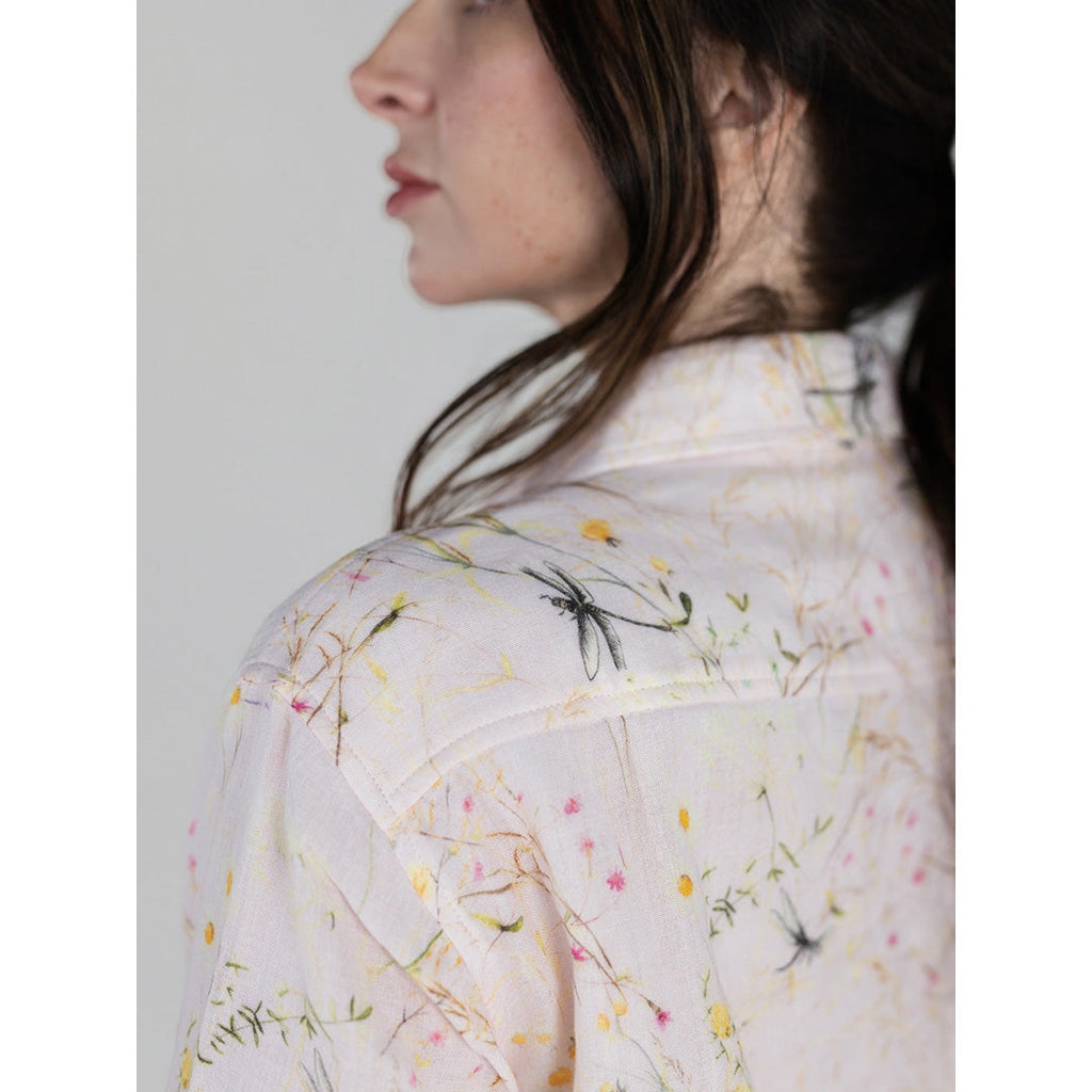 Dapplebay Dragonfly Meadow Breezy Button Up Top-Light Pink