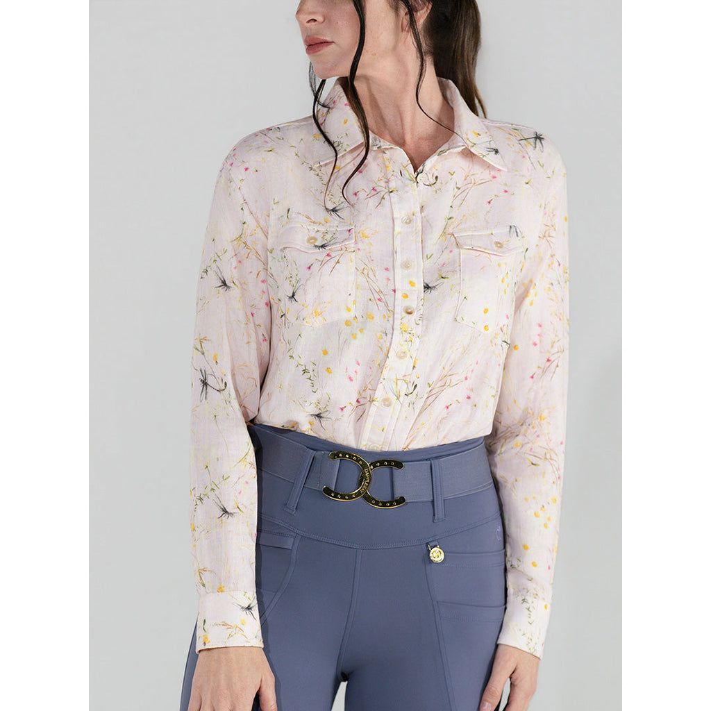 Dapplebay Dragonfly Meadow Breezy Button Up Top-Light Pink