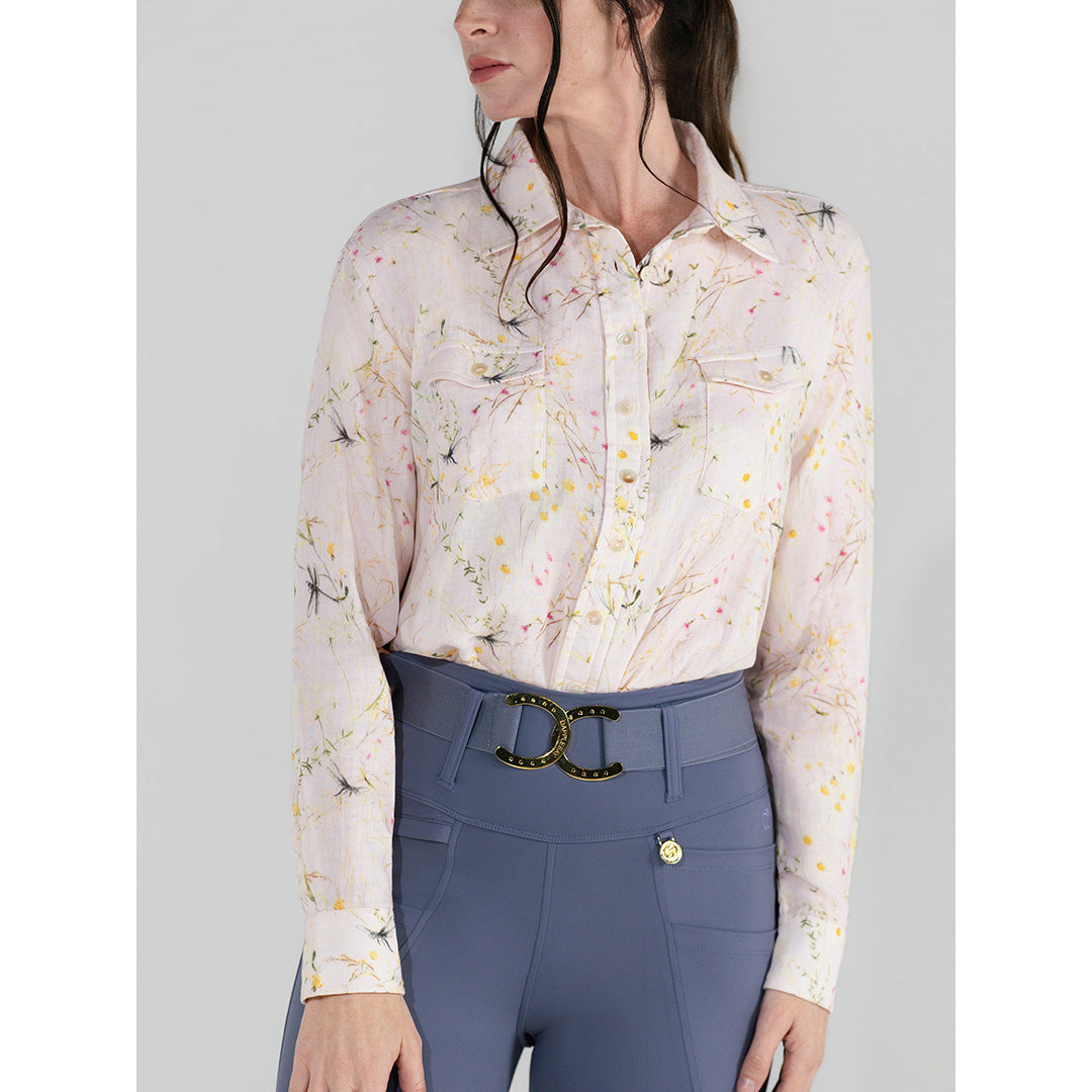 Dapplebay Dragonfly Meadow Breezy Button Up Top-Light Pink